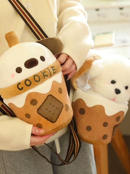 Milky Tea Cup Crossbody Shoulder Bag Plush Toy Doll