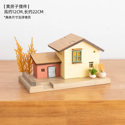 A Ying Desktop Miniature House Decoration Wooden House Decoration Female Minimalist Japanese Style Atmosphere Luminous Decompression Healing Gift