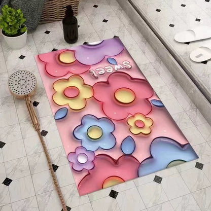 Jojo's L. Pd. Dawn. Floor Mat Fresh Quick-Drying Cartoon Absorbent Non Slip Bathroom Step Mat | Hexi