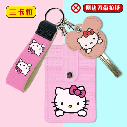 Cute Student Campus Multi-Card Position Bus Pass Card Case Keychain Access Control Student Card Protective Case Meal Card Holder