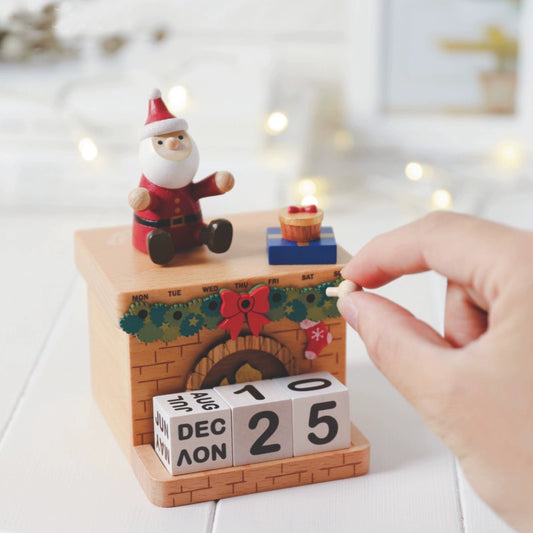 Jeancard Wooden Santa Claus Perpetual Calendar Music Box Kids Friends Girlfriends Men and Women Birthday Christmas Gift