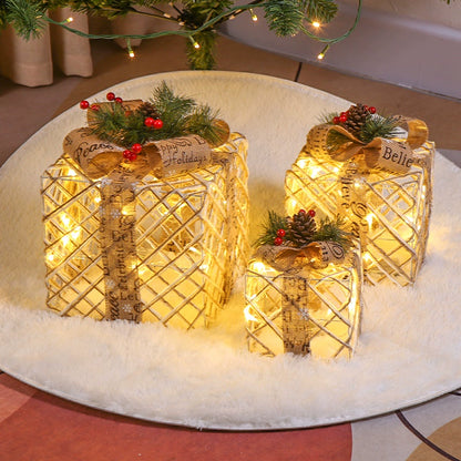 Christmas Gift Box LED Lights Light-Emitting Christmas Tree Bottom Pile Head Shopping Window Scene Layout Christmas Decorations