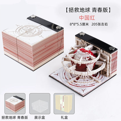 2025 Snake Year Save the Earth Calendar 3D Three-Dimensional Paper Carving Note Creative Model Hand Tear Desktop Decoration Desk Calendar