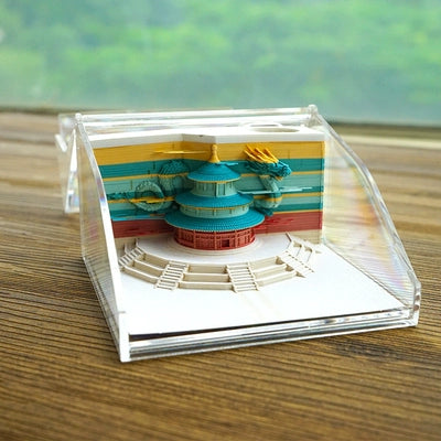 2025 Snake Year Palace Museum Fish Yue Longmen Paper Carving 3D Three-Dimensional Calendar National Trendy Style Creative Hand Tearing Desk Calendar New Year Gift