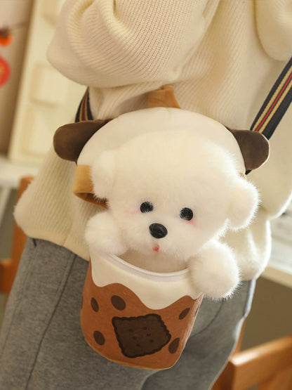 Milky Tea Cup Crossbody Shoulder Bag Plush Toy Doll