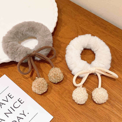 Autumn and Winter Plush Pendant Hair Ring Hair Rope Hair Band Women's High Elastic Hair Ball Hair Rope Ins Cute Hair Accessories