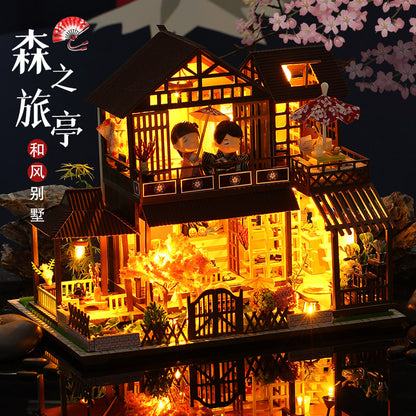 Creative Retro Chinese Style DIY Cottage Japanese Style House C Courtyard Model Hand-Assembled Female Birthday Christmas Gift