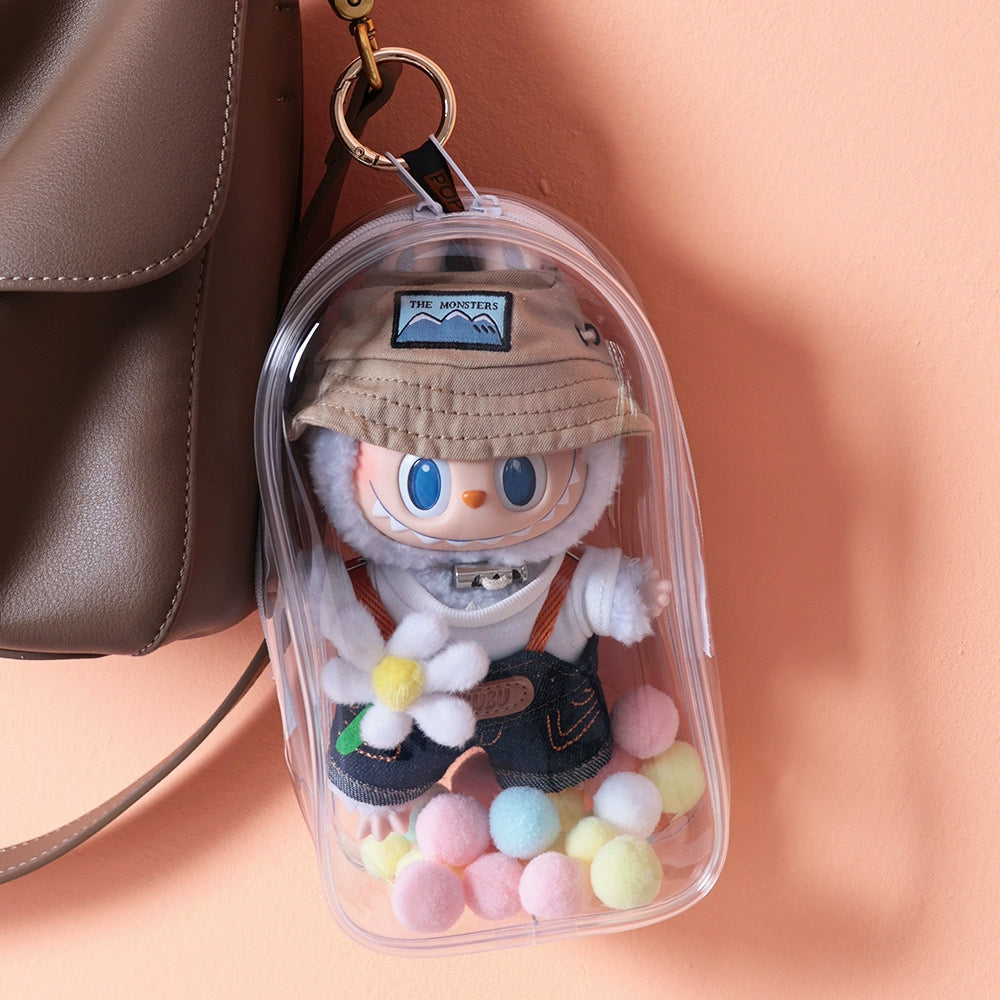 Cute Labubu Vinyl Protective Cover Cotton Doll Automobiles Curtain Cloth Sitting Party Cartoon Backpack Walking Doll Bag Hot