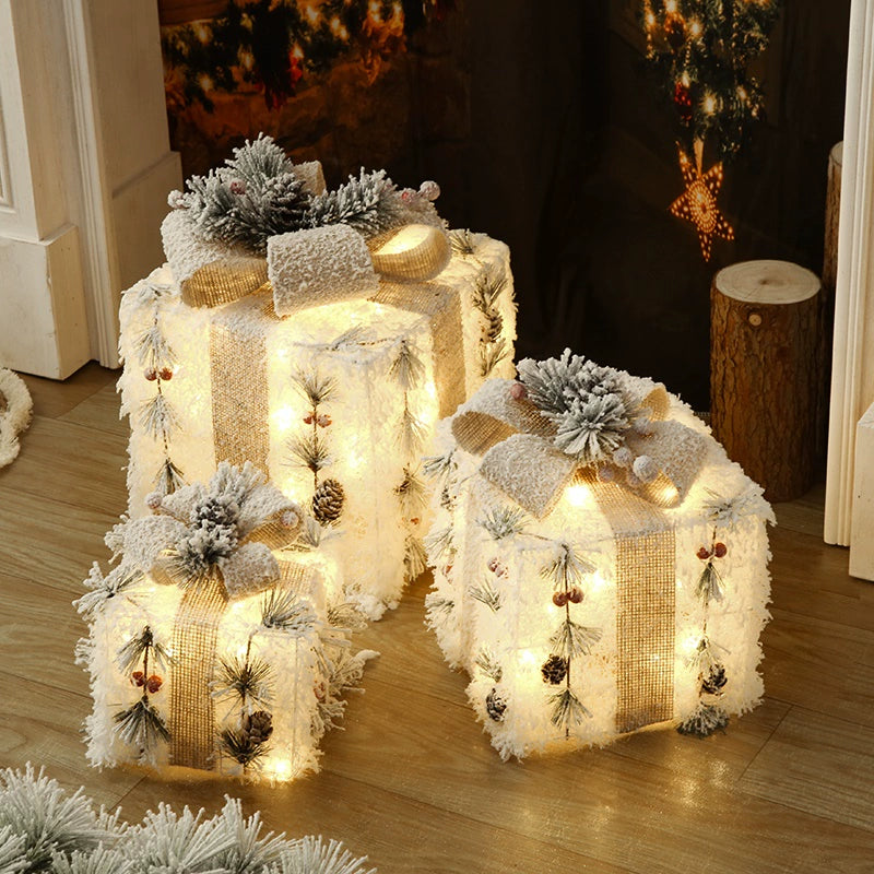 Christmas Gift Box LED Lights Light-Emitting Christmas Tree Bottom Pile Head Shopping Window Scene Layout Christmas Decorations