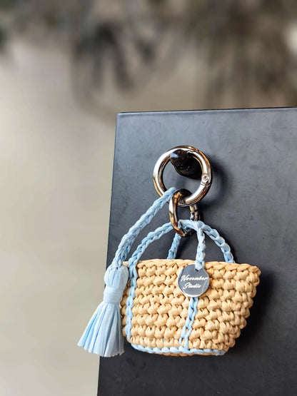 DIY Handmade Crocheted Mini Handbag Pendant Christmas Gift Raffia Keychain Material Package/Finished Product