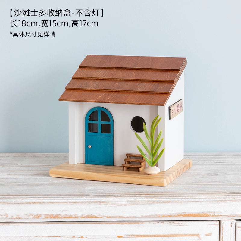 A Ying Desktop Miniature House Decoration Wooden House Decoration Female Minimalist Japanese Style Atmosphere Luminous Decompression Healing Gift