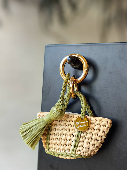 DIY Handmade Crocheted Mini Handbag Pendant Christmas Gift Raffia Keychain Material Package/Finished Product