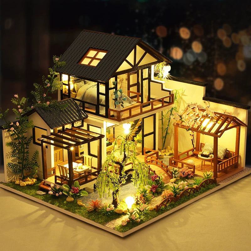 Creative Retro Chinese Style DIY Cottage Japanese Style House C Courtyard Model Hand-Assembled Female Birthday Christmas Gift