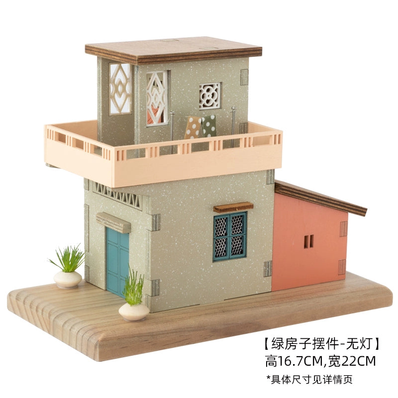 A Ying Desktop Miniature House Decoration Wooden House Decoration Female Minimalist Japanese Style Atmosphere Luminous Decompression Healing Gift