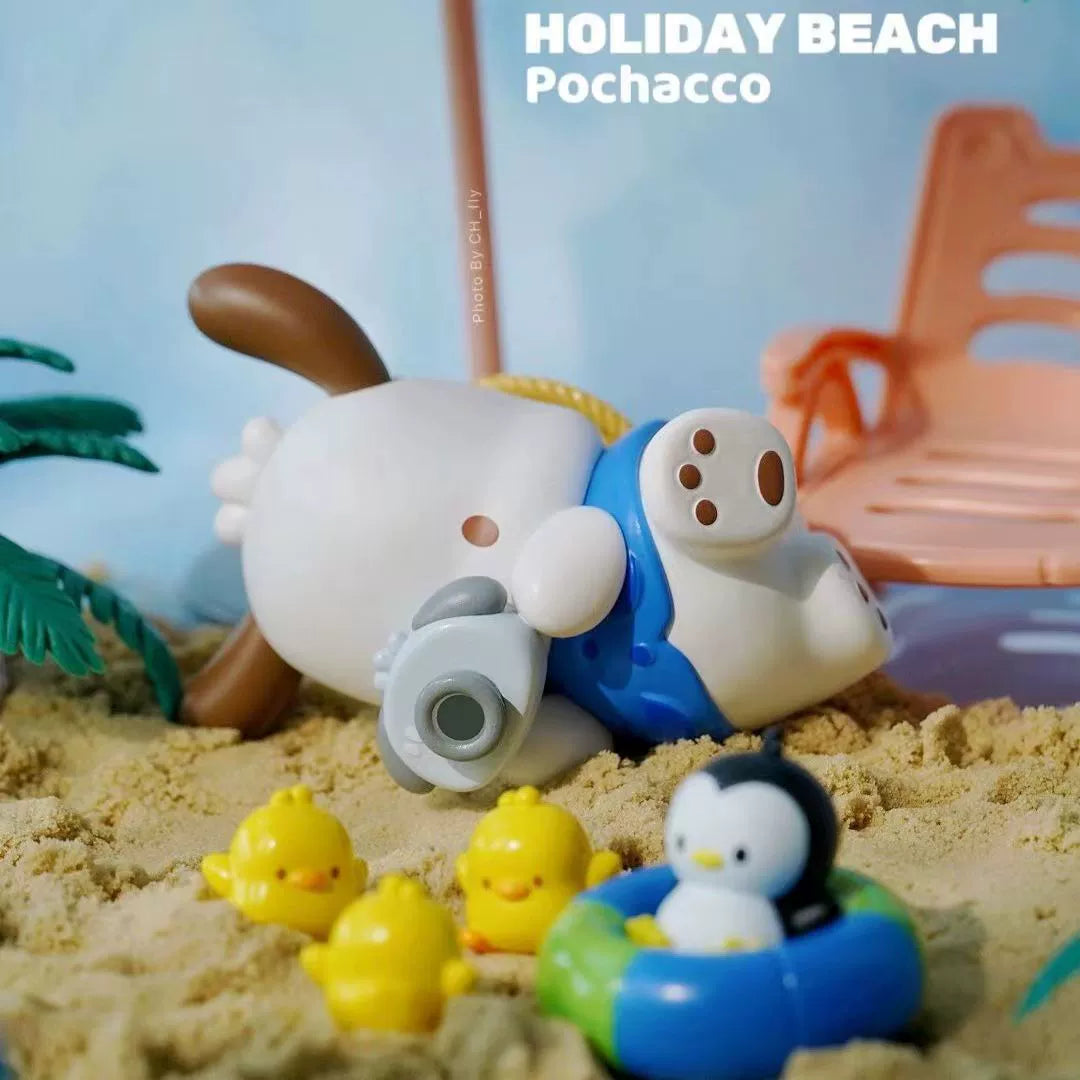 New Arrival Sanrio Pacha Dog Holiday Beach Series Fashion Play Blind Box Hand-Made Desktop Decoration Cake Decoration for Girls