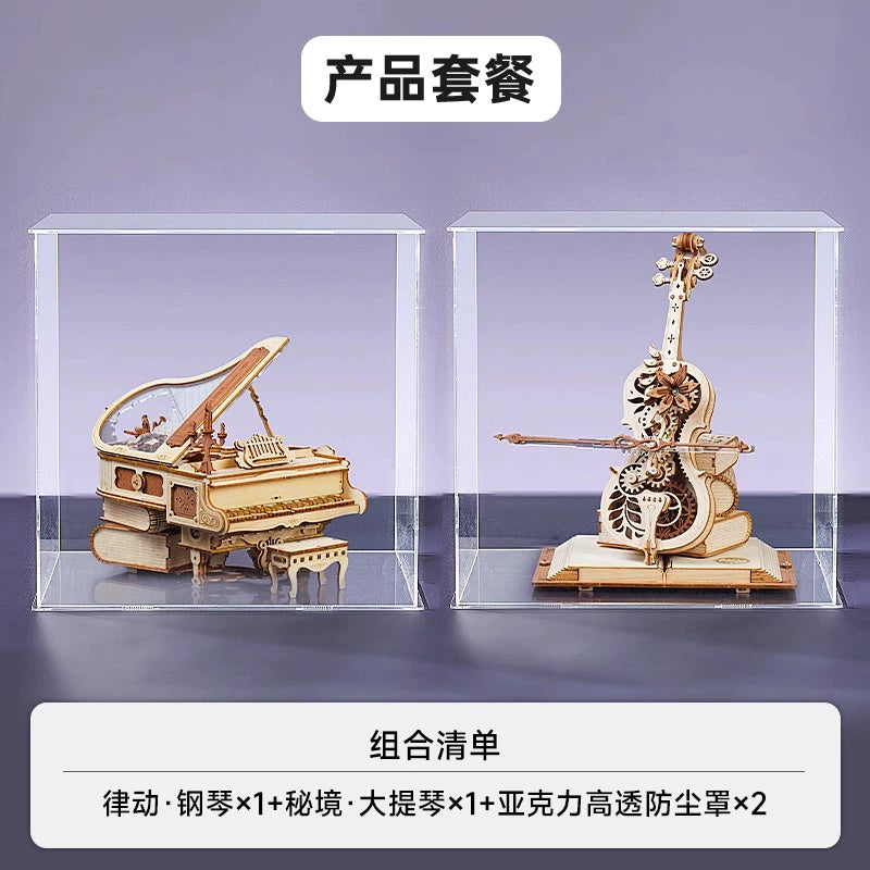 ROKR Ruoke Secret Cello Music Box Music Box DIY Handmade Wooden Assemble Model Birthday Gift for Women