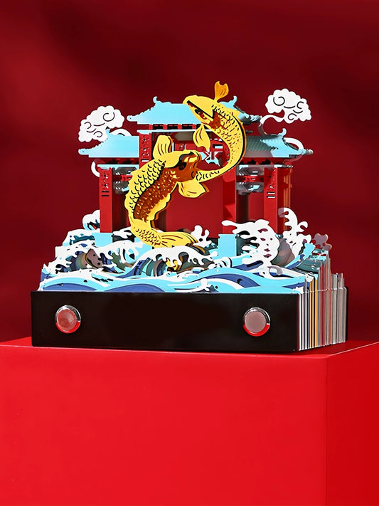 2025 Snake Year Palace Museum Fish Yue Longmen Paper Carving 3D Three-Dimensional Calendar National Trendy Style Creative Hand Tearing Desk Calendar New Year Gift