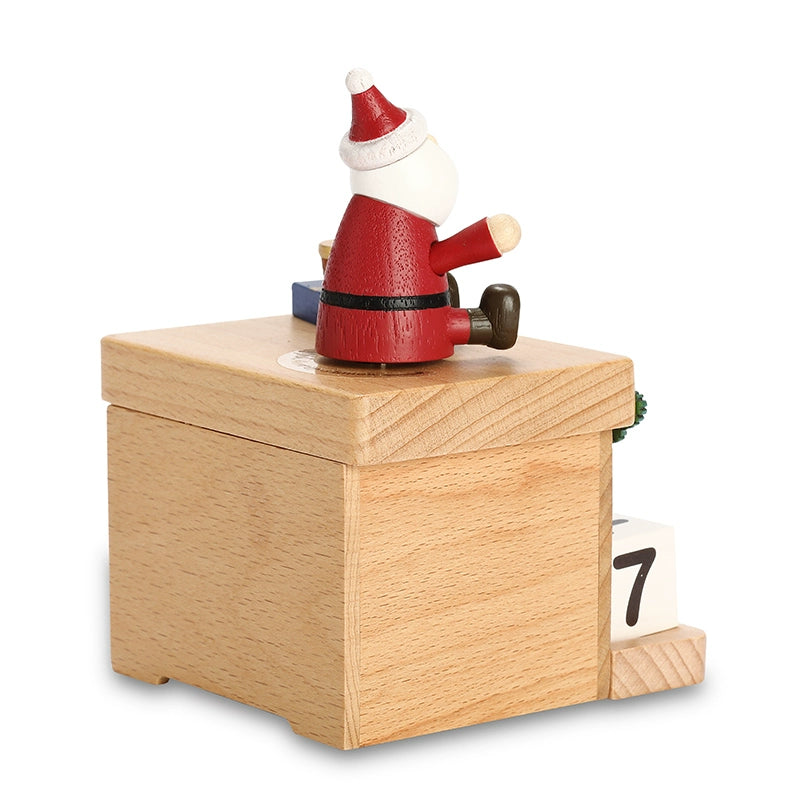 Jeancard Wooden Santa Claus Perpetual Calendar Music Box Kids Friends Girlfriends Men and Women Birthday Christmas Gift