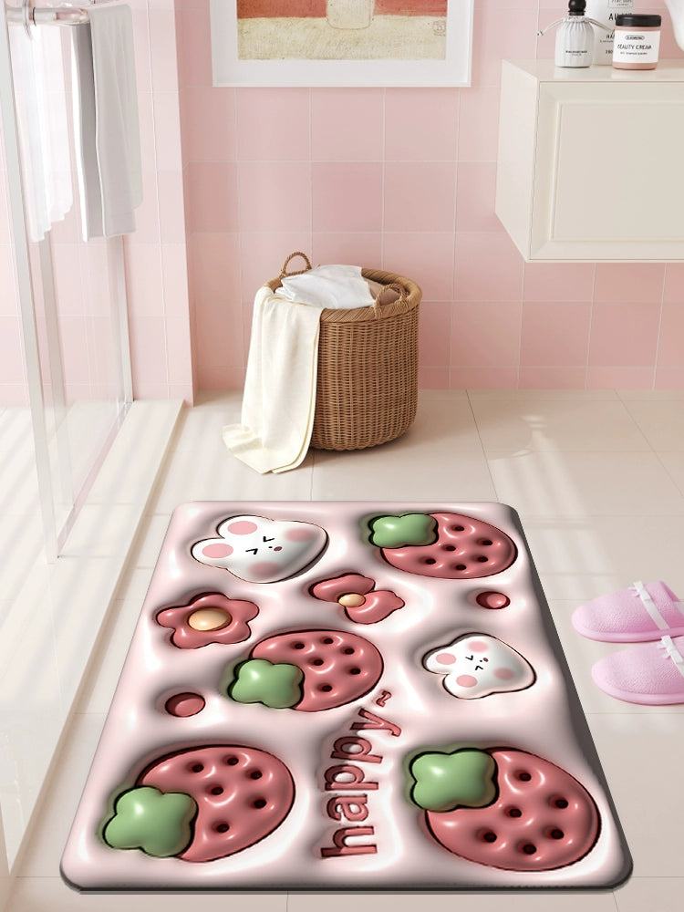 3D Three-Dimensional Expansion Small Flower Floor Mat Bathroom Toilet Diatom Mud Absorbent Pad Toilet Door Non-Slip Bathtub Floor Mat