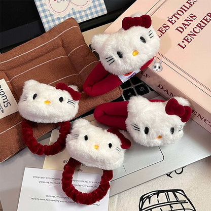 Cute Stuffed Hello Kitty Barrettes Sweet Wine Red Young Adult Heart BB Clip Cartoon Versatile Ins Bang Clip Internet Influencer Hairpin