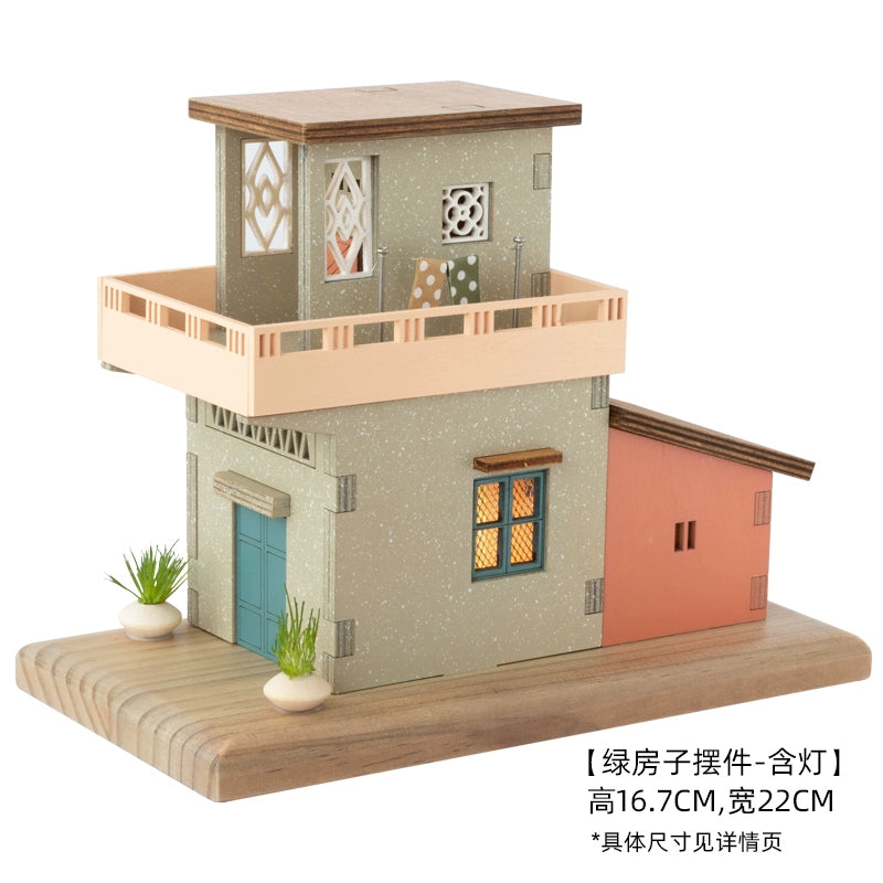 A Ying Desktop Miniature House Decoration Wooden House Decoration Female Minimalist Japanese Style Atmosphere Luminous Decompression Healing Gift