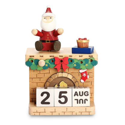 Jeancard Wooden Santa Claus Perpetual Calendar Music Box Kids Friends Girlfriends Men and Women Birthday Christmas Gift