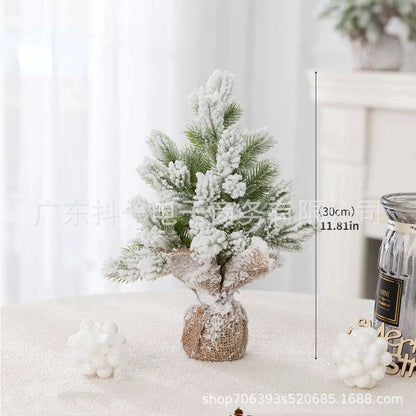 New Arrival Christmas Gift European Style Artificial Hanging Snow Mini Christmas Tree Ornaments Holiday Atmosphere Decorations New