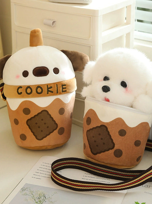 Milky Tea Cup Crossbody Shoulder Bag Plush Toy Doll