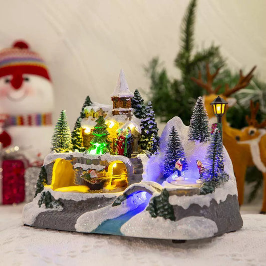 T Christmas New Arrival Light-Emitting Music Room Christmas Decoration Shengsheng Led Colored Lamp Snow House Christmas Gift Creative Festival Decoration