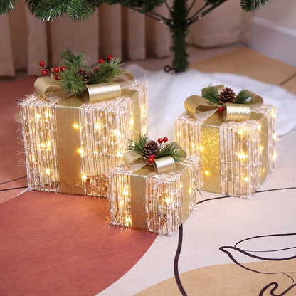 Christmas Gift Box LED Lights Light-Emitting Christmas Tree Bottom Pile Head Shopping Window Scene Layout Christmas Decorations