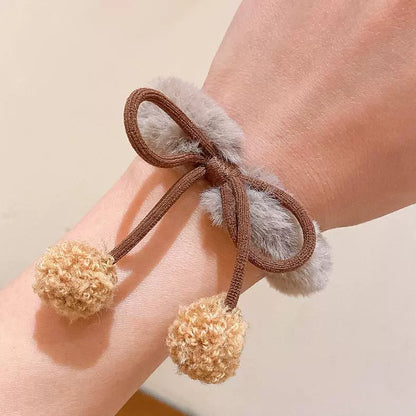 Autumn and Winter Plush Pendant Hair Ring Hair Rope Hair Band Women's High Elastic Hair Ball Hair Rope Ins Cute Hair Accessories