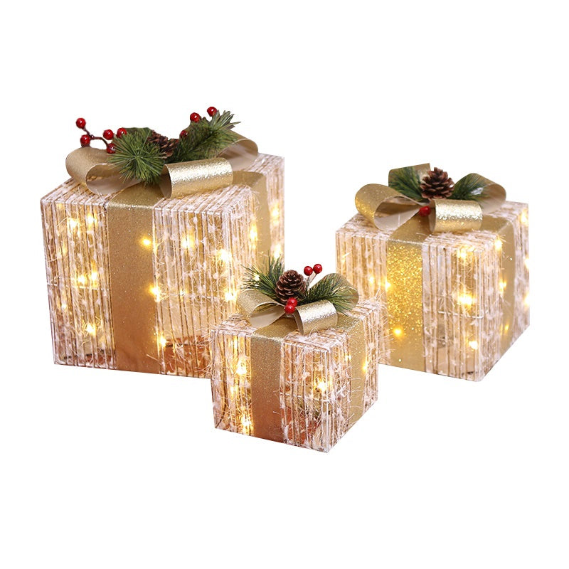 Christmas Gift Box LED Lights Light-Emitting Christmas Tree Bottom Pile Head Shopping Window Scene Layout Christmas Decorations