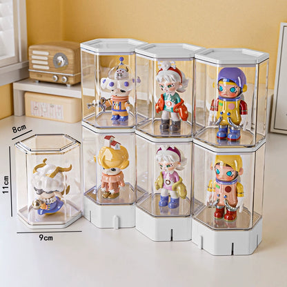 Transparent Cute Tablets Storage Box Desktop Multi-Layer Dustproof Hand-Made Blind Box Display Stand Pop Mart Small Ornaments Finishing Box