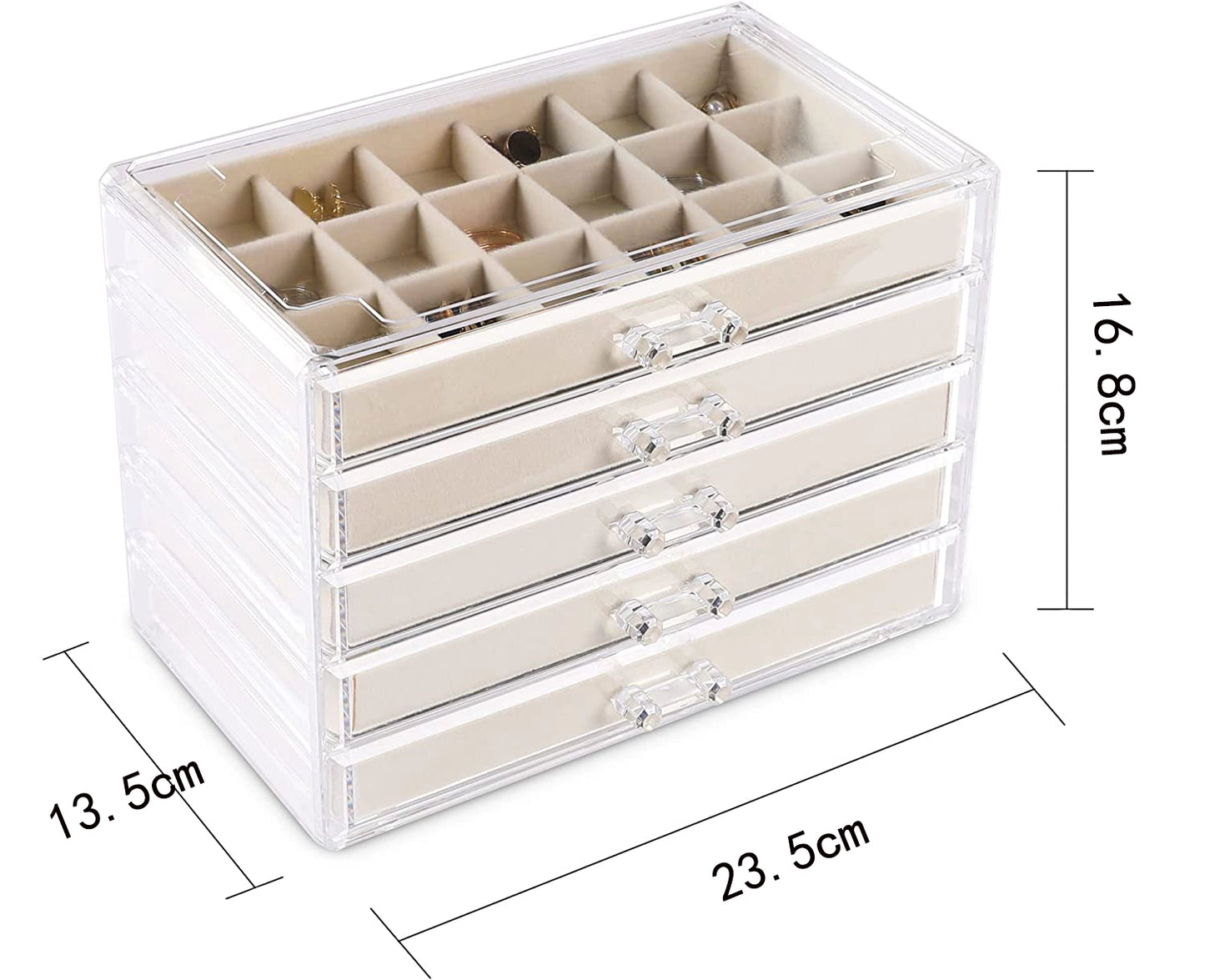 Beige Acrylic Jewelry Box Stud Earrings Earring Ring Necklace Bracelet Ornament Storage Box Jewellery Box