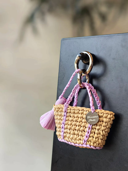 DIY Handmade Crocheted Mini Handbag Pendant Christmas Gift Raffia Keychain Material Package/Finished Product