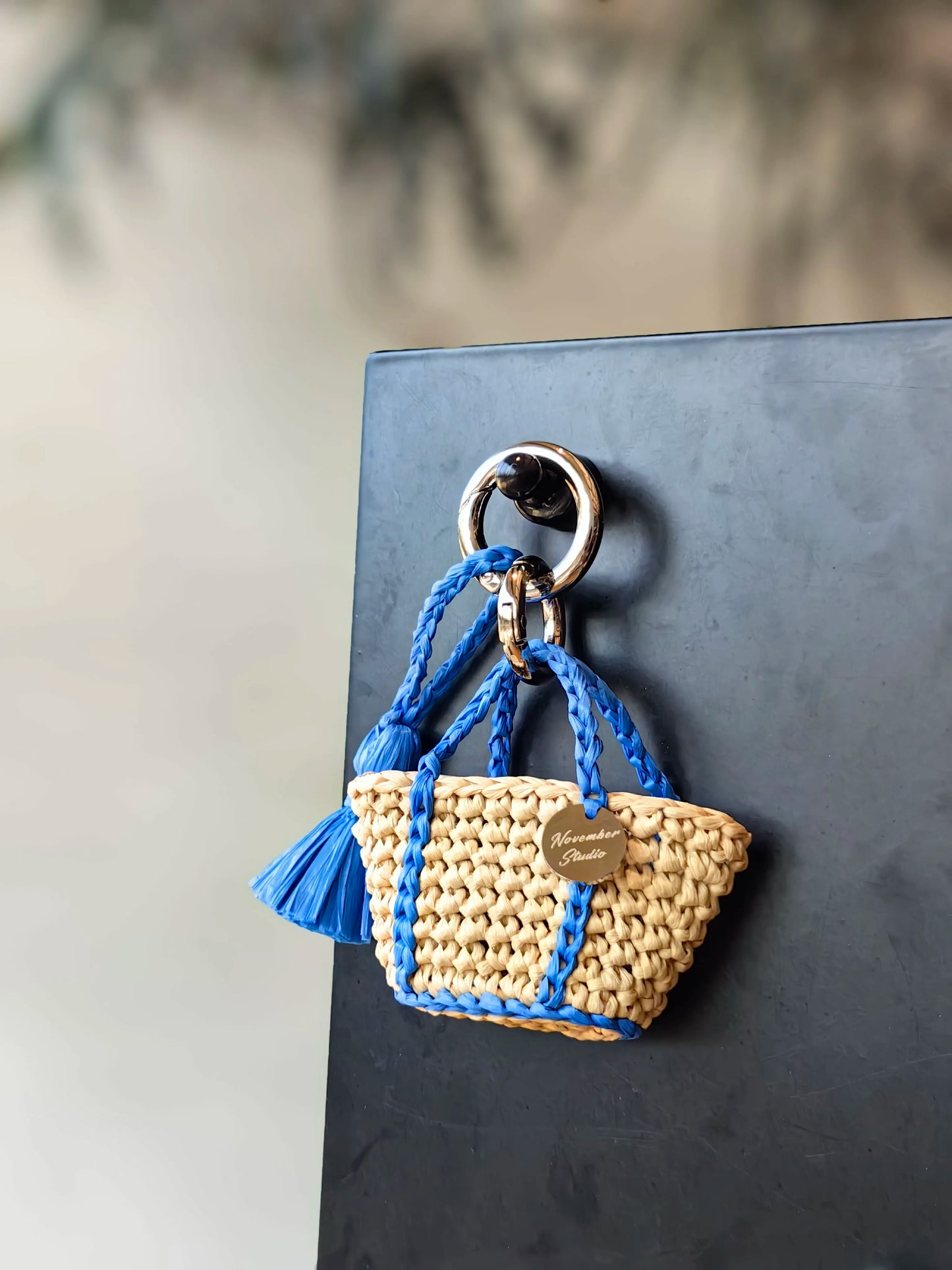 DIY Handmade Crocheted Mini Handbag Pendant Christmas Gift Raffia Keychain Material Package/Finished Product