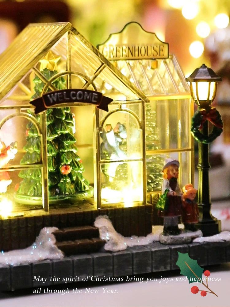 2023 Children's Day Luminous Music Biscuit House Rotate Small Train Snow House Electric Gift Export Export High-End