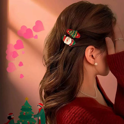 2024 New Arrival Christmas Decoration Girls' Hairpin Head Accessories Cute Bang Hairpin Kids Atmosphere Holiday Gift