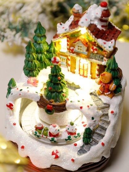 2023 Children's Day Luminous Music Biscuit House Rotate Small Train Snow House Electric Gift Export Export High-End