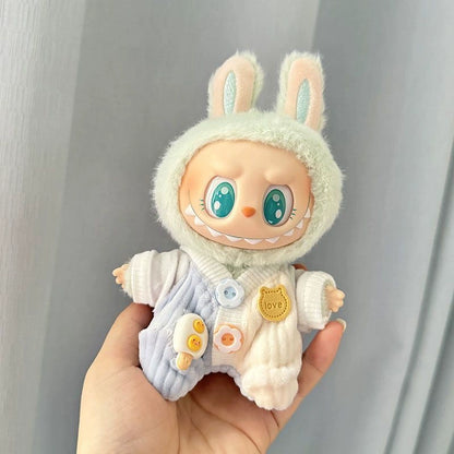 Clothes Only] First/Second Generation Labubu Clothes Hanging Ornament Automobiles Curtain Cloth Sitting Party Doll Clothes Sunken Stripe Romper Cute