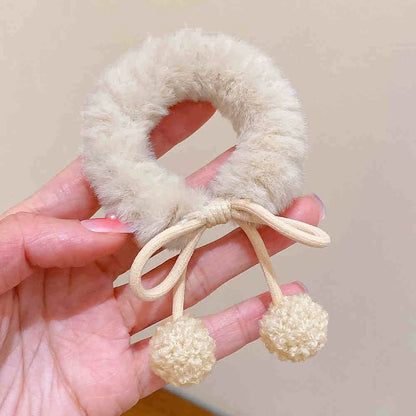 Autumn and Winter Plush Pendant Hair Ring Hair Rope Hair Band Women's High Elastic Hair Ball Hair Rope Ins Cute Hair Accessories