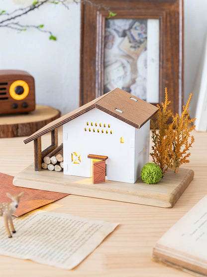 A Ying Desktop Miniature House Decoration Wooden House Decoration Female Minimalist Japanese Style Atmosphere Luminous Decompression Healing Gift