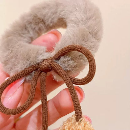 Autumn and Winter Plush Pendant Hair Ring Hair Rope Hair Band Women's High Elastic Hair Ball Hair Rope Ins Cute Hair Accessories