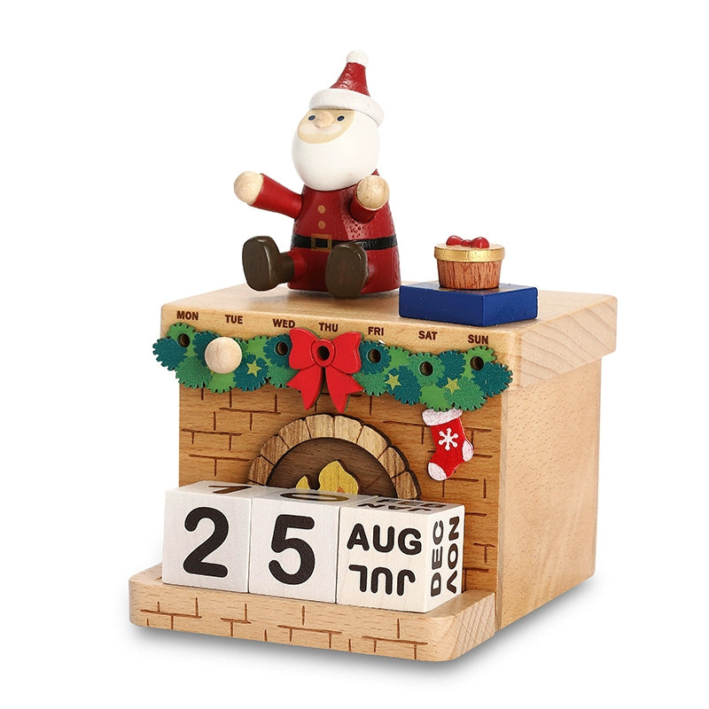 Jeancard Wooden Santa Claus Perpetual Calendar Music Box Kids Friends Girlfriends Men and Women Birthday Christmas Gift