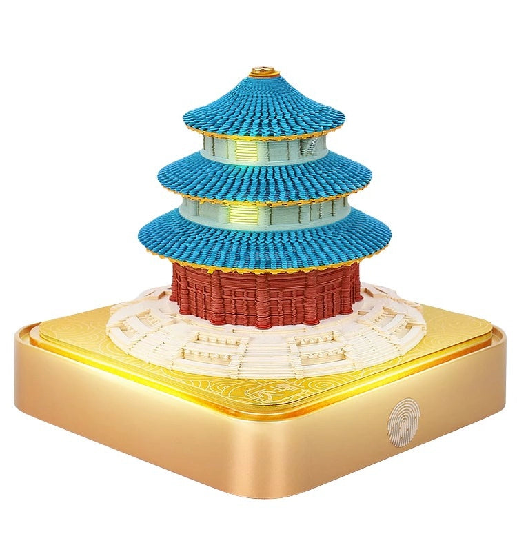 2024 Dragon Year Calendar Yellow Calendar Hand-Torn Chinese Style Paper Carving Three-Dimensional Architecture New Year Creative Holiday Gifts