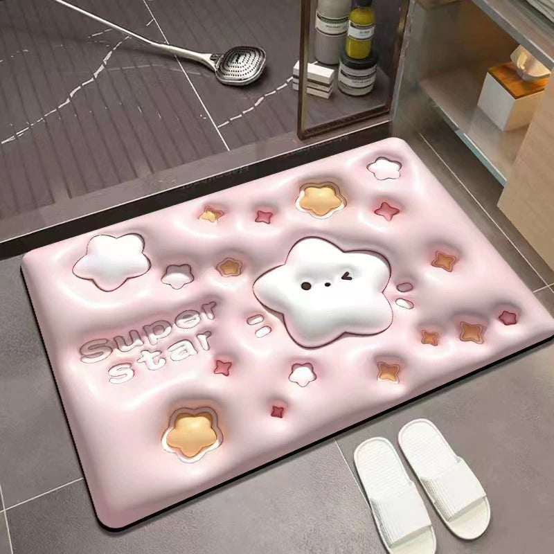 Jojo's L. Pd. Dawn. Floor Mat Fresh Quick-Drying Cartoon Absorbent Non Slip Bathroom Step Mat | Hexi