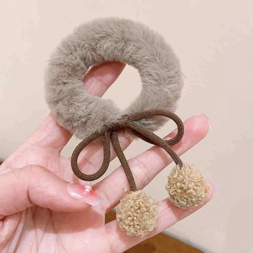 Autumn and Winter Plush Pendant Hair Ring Hair Rope Hair Band Women's High Elastic Hair Ball Hair Rope Ins Cute Hair Accessories