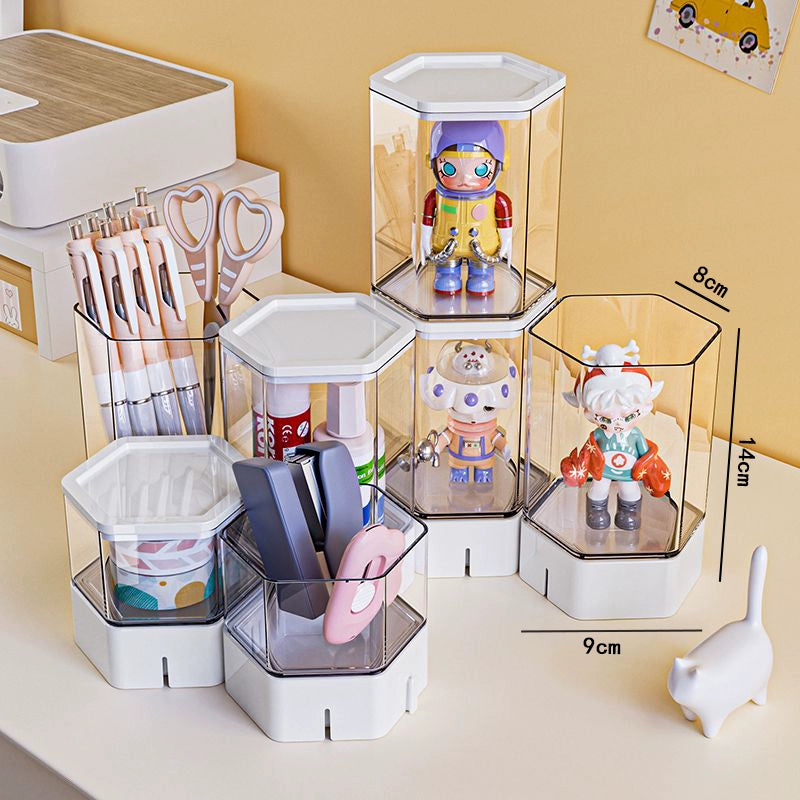 Transparent Cute Tablets Storage Box Desktop Multi-Layer Dustproof Hand-Made Blind Box Display Stand Pop Mart Small Ornaments Finishing Box