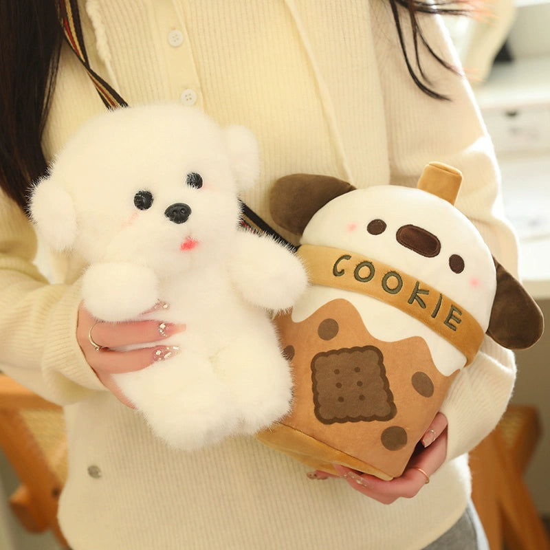 Milky Tea Cup Crossbody Shoulder Bag Plush Toy Doll