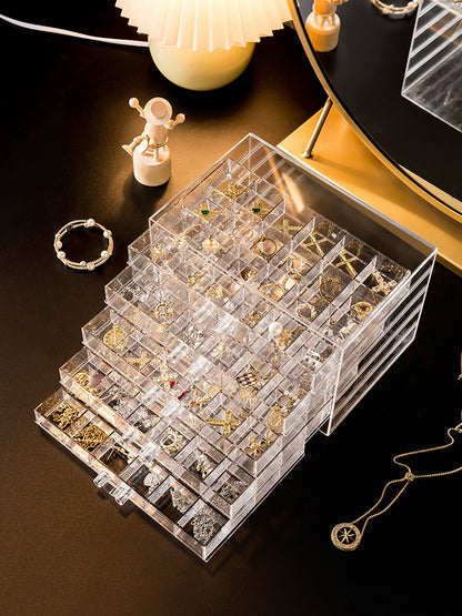 Transparent Large Capacity Drawer Ring Necklace Jewelry Box